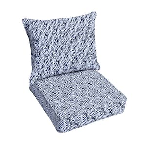 Sorra Home 23 in. x 27 in. Deep Seating Outdoor Pillow and Cushion Set in Sakari Ink