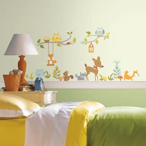 5 in. x 11.5 in. Woodland Fox and Friends 52-Piece Peel and Stick Wall Decal