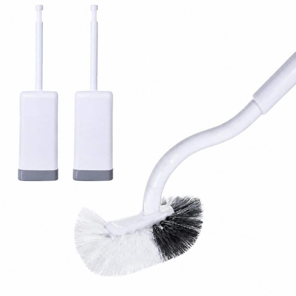 Toilet Brush and Holder 2-Pack Curved Design Deep Cleaning Under Rim, Compact Bathroom Toilet Bowl Brush Set price history on PriceWatchPro