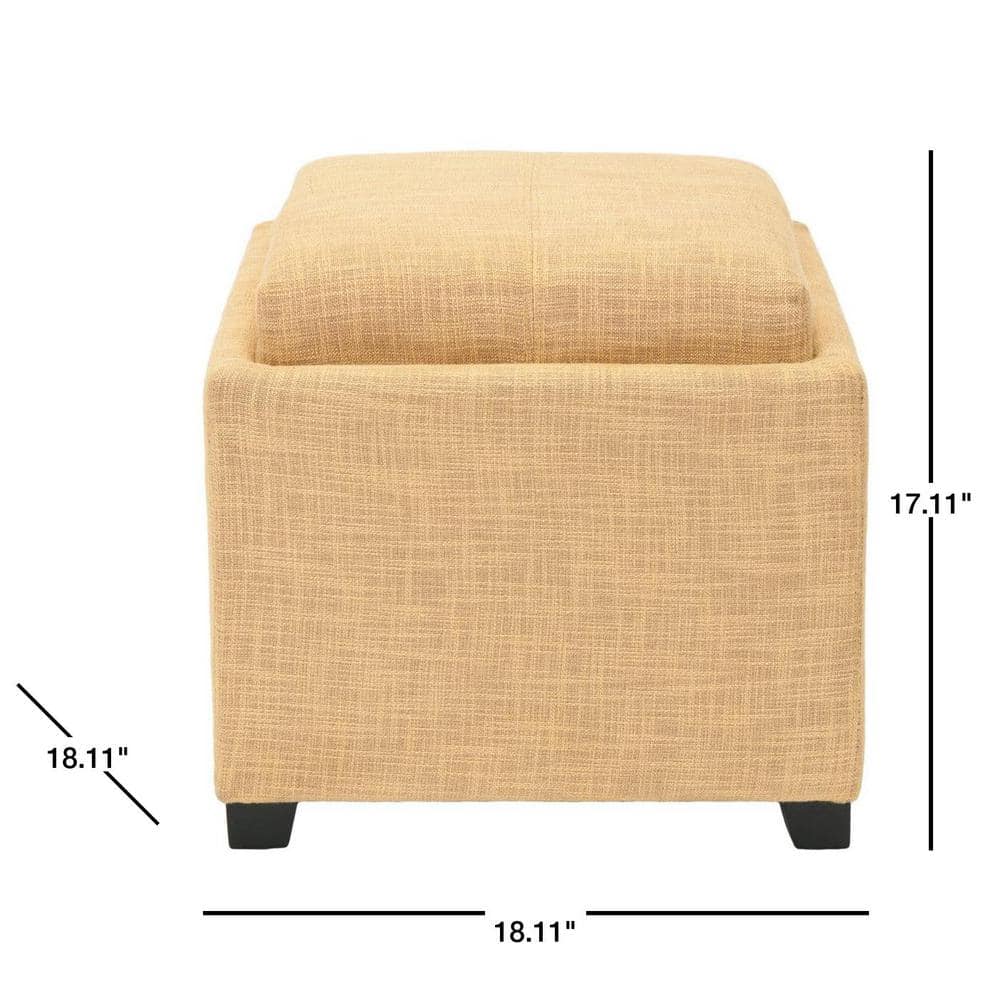 Harrison Gold Upholstered Ottoman with Reversible Tray