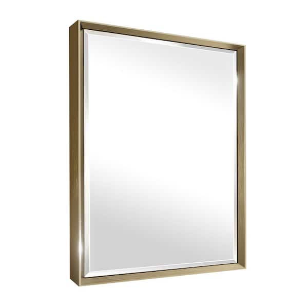 22 in. W x 30 in. H Framed Rectangular Beveled Edge Bathroom Vanity Wall Mount Mirror in Champagne Gold