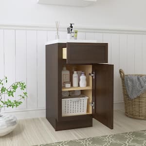 15 in. W x 21 in. D x 32.5 in. H 1-Drawer Bath Vanity Cabinet Only in Brown