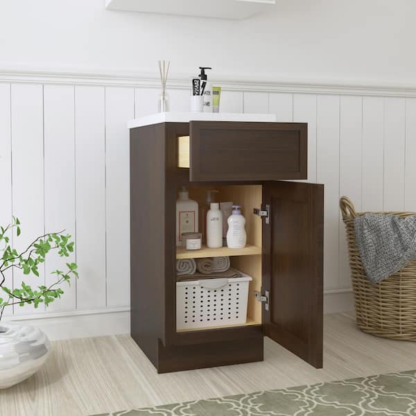 15 in. W x 21 in. D x 32.5 in. H 1-Drawer Bath Vanity Cabinet Only in Brown