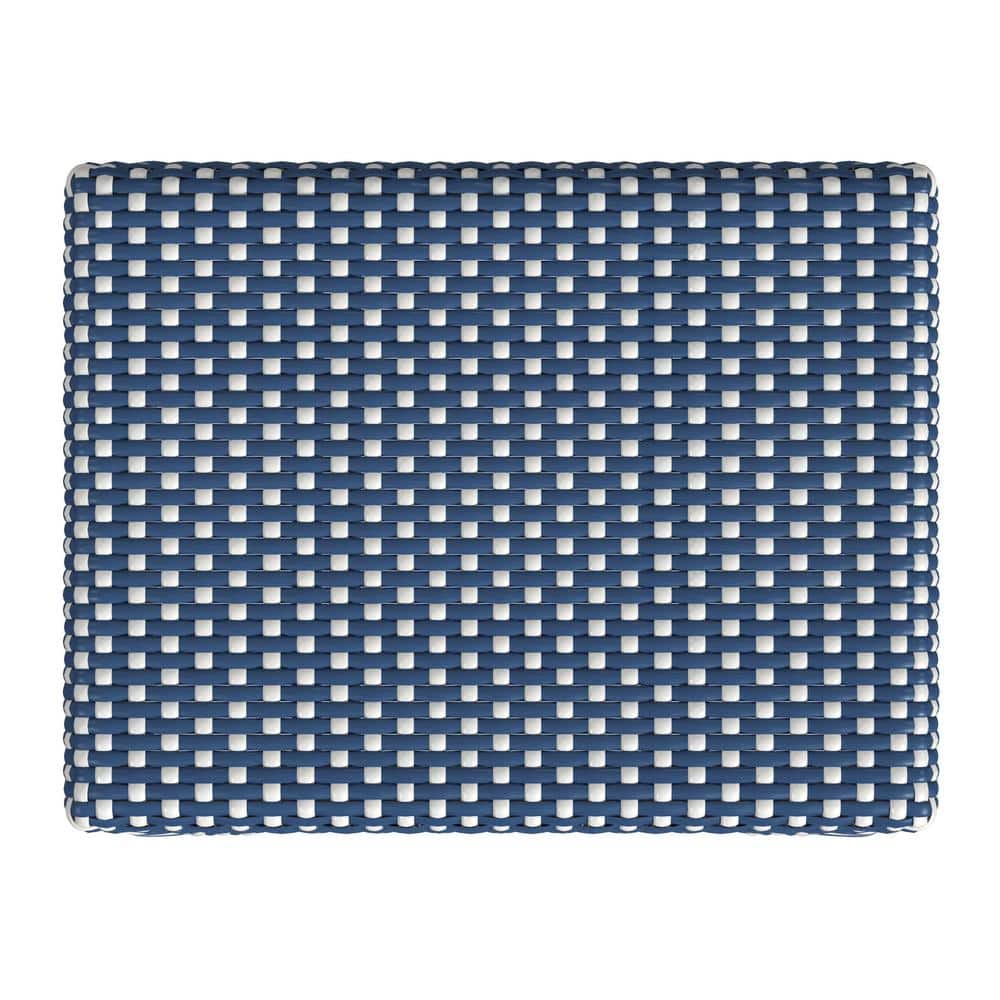 Skye Blue & White Dot 30" Backless Rattan Bar Stool