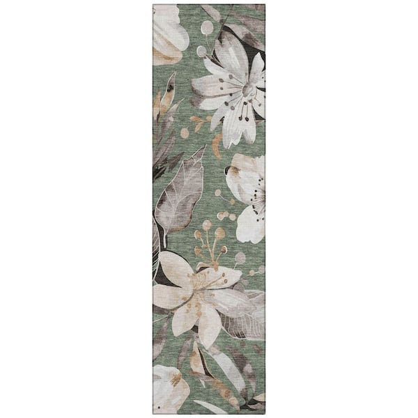Chantille Machine Washable Indoor/Outdoor Abstract ACN2260 Sage 2 ft. 3 in. x 7 ft. 6 in. Runner Rug