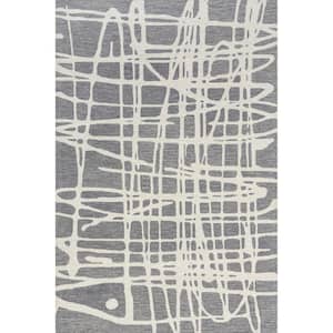 Carlene Modern Scribble Wool Gray 4 ft. x 6 ft. Area Rug