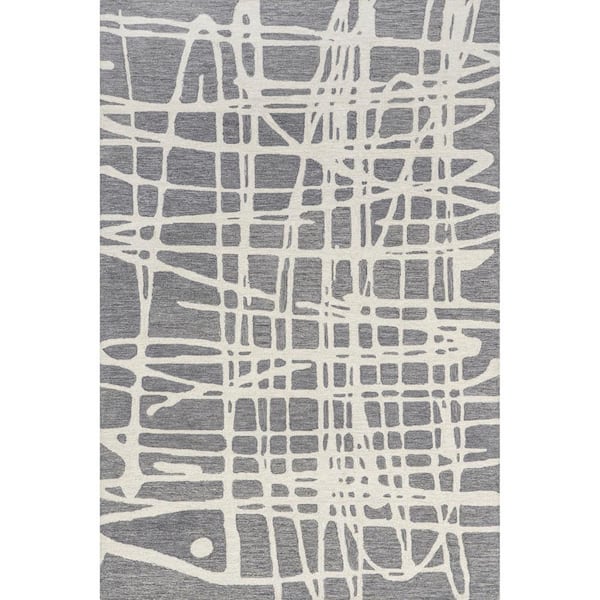 nuLOOM Carlene Modern Gray 4 ft. x 6 ft. Scribble Wool Area Rug