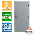 36 in. x 80 in. Left Hand Galvanneal Steel Commercial Door Kit with 90 Minute Fire Rating, Adjustable Frame