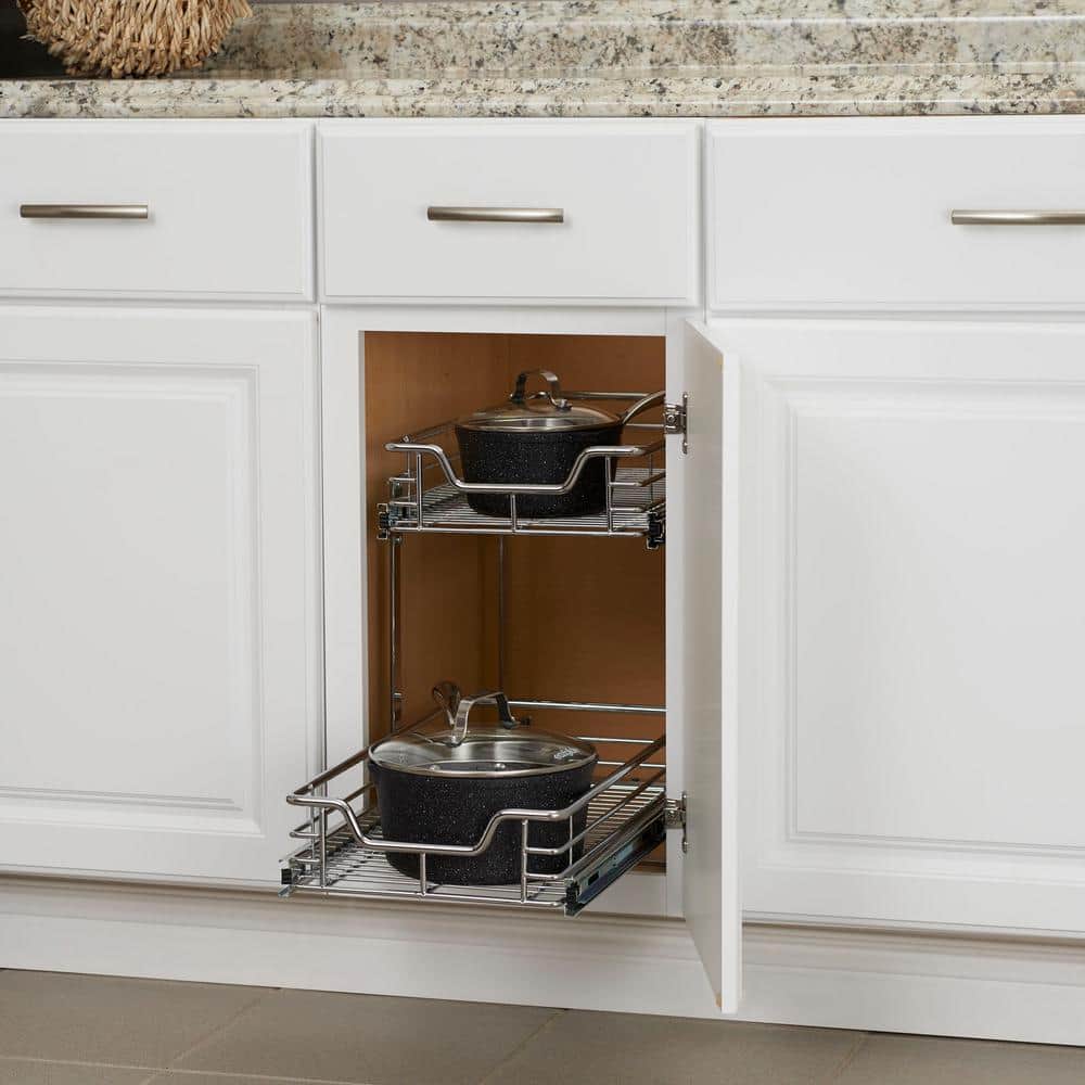 Chrome-Plated Steel 2-Tier Pull-Out Cabinet Organizer