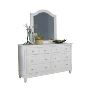 Lake House White 8-Drawer 60 in. Dresser with Mirror