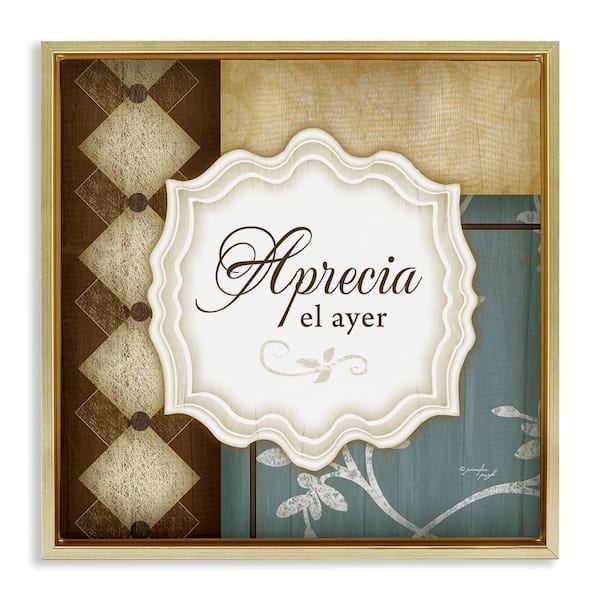 Stupell Industries Appreciate Yesterday by Jennifer Pugh Gold Floater Frame Typography Graphic Art Print 18 in. x 18 in.