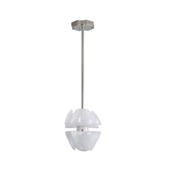Glacier 24-Watt 2 light Polished Nickel Integrated LED Pendant Light with Icy Glass Shade
