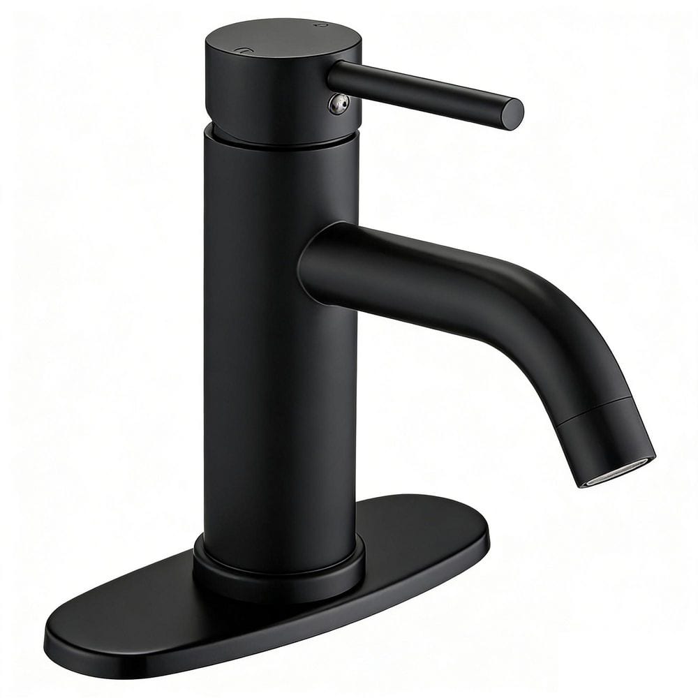 Single Handle Single Hole Bathroom Sink Faucet with Waterfall Curved Flat-spout in Matte Black price history on PriceWatchPro
