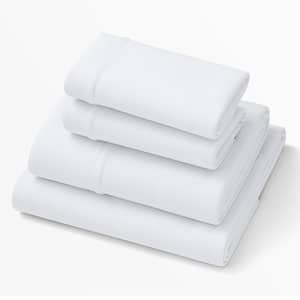 SoftStretch 4-Piece True White Solid Full Bamboo Sheet Set