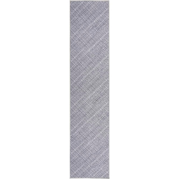 Nourison Washables Grey 2 ft. x 10 ft. Abstract Contemporary Runner Area Rug