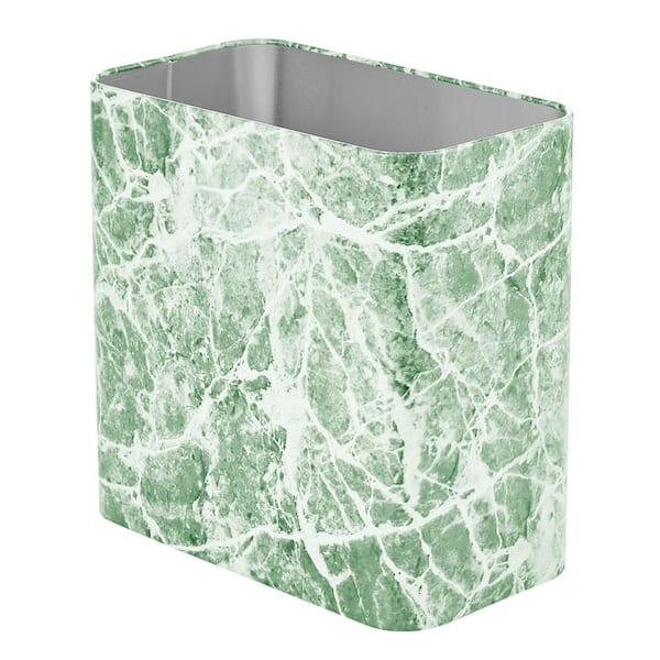FAWEY TRED INC 2.4 Gal. Green Marble Rectangular Small Metal Trash Can