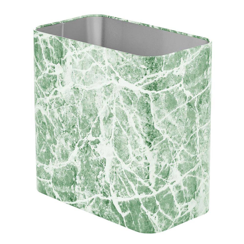 2.4 Gal. Green Marble Rectangular Small Metal Trash Can HPYNZS13 The
