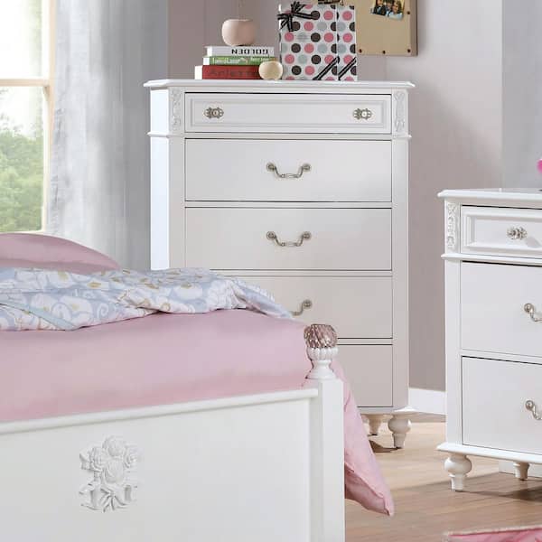 Fritza White 5-Drawer 35 in. Chest of Drawers