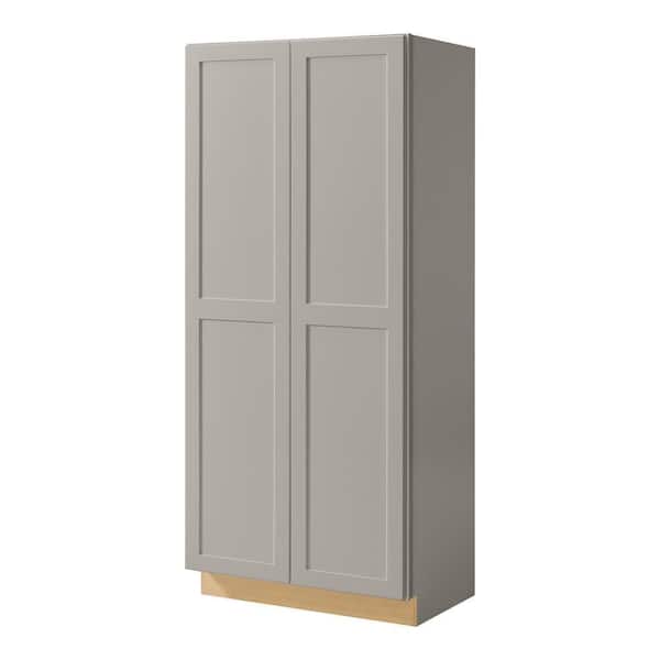 Avondale 36 in. W x 84 in. H x 24 in. D Ready To Assemble Plywood Shaker Wide Pantry Cabinet in Dove Gray