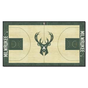 NBA Milwaukee Bucks Tan 3 ft. x 5 ft. Indoor Basketball Court Runner Rug