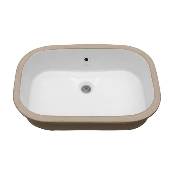 22 in. Undermount Rectangular Bathroom Sink with Overflow Drain in White