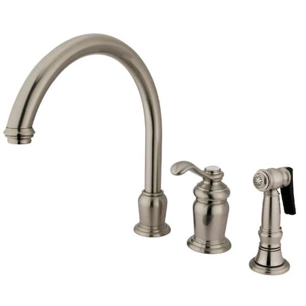 Kingston Brass Templeton Single-Handle Standard Kitchen Faucet with Side Sprayer in Brushed Nickel