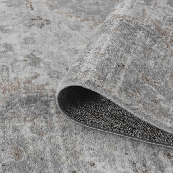 Sakarya Collection Brown Grey 8 ft. x 11 ft. Oriental Distressed Indoor Area Rug