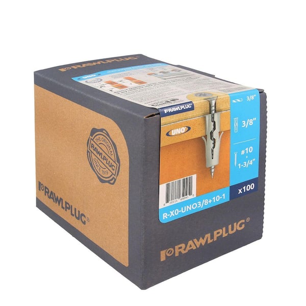 Uno Multi-Purpose Drywall Anchors 3/8 with Screws #10x1-3/4 22 lbs. (Box of 100)