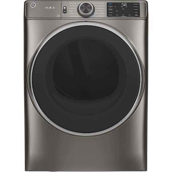 GE 7.8 cu. ft. Smart Satin Nickel Stackable Electric Dryer with Steam and Sanitize Cycle, ENERGY STAR