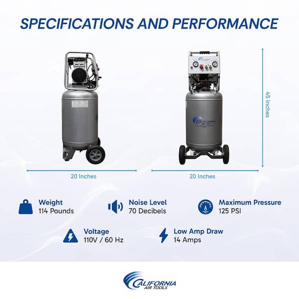 California Air Tools - 20 Gal. 2.0 HP Ultra Quiet and Oil-Free Electric Air Compressor