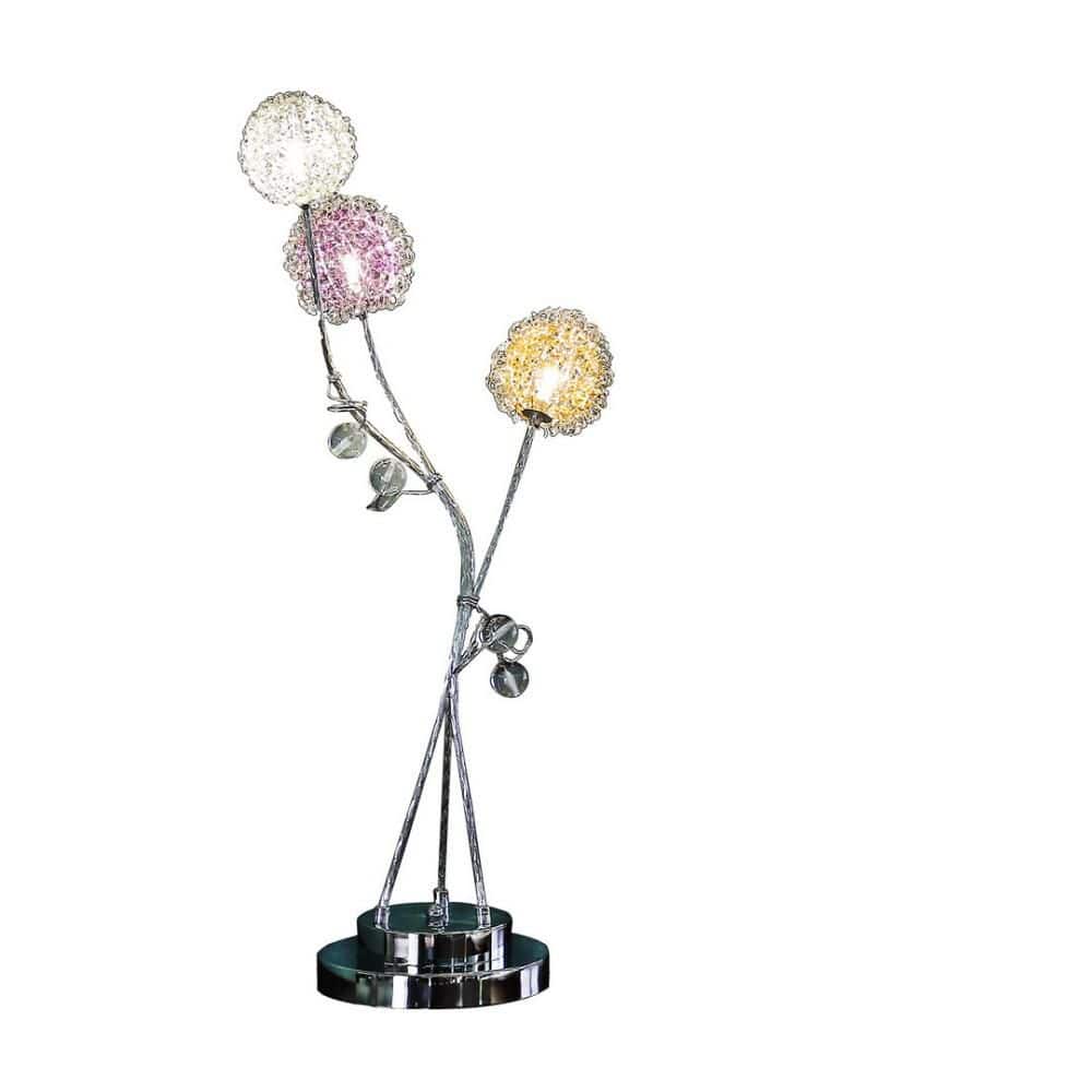 28 in. Silver 3-Light LED Table Lamp with Colorful Wire Cage Shades, Modern Industrial Design for Living Room and Office price history on PriceWatchPro