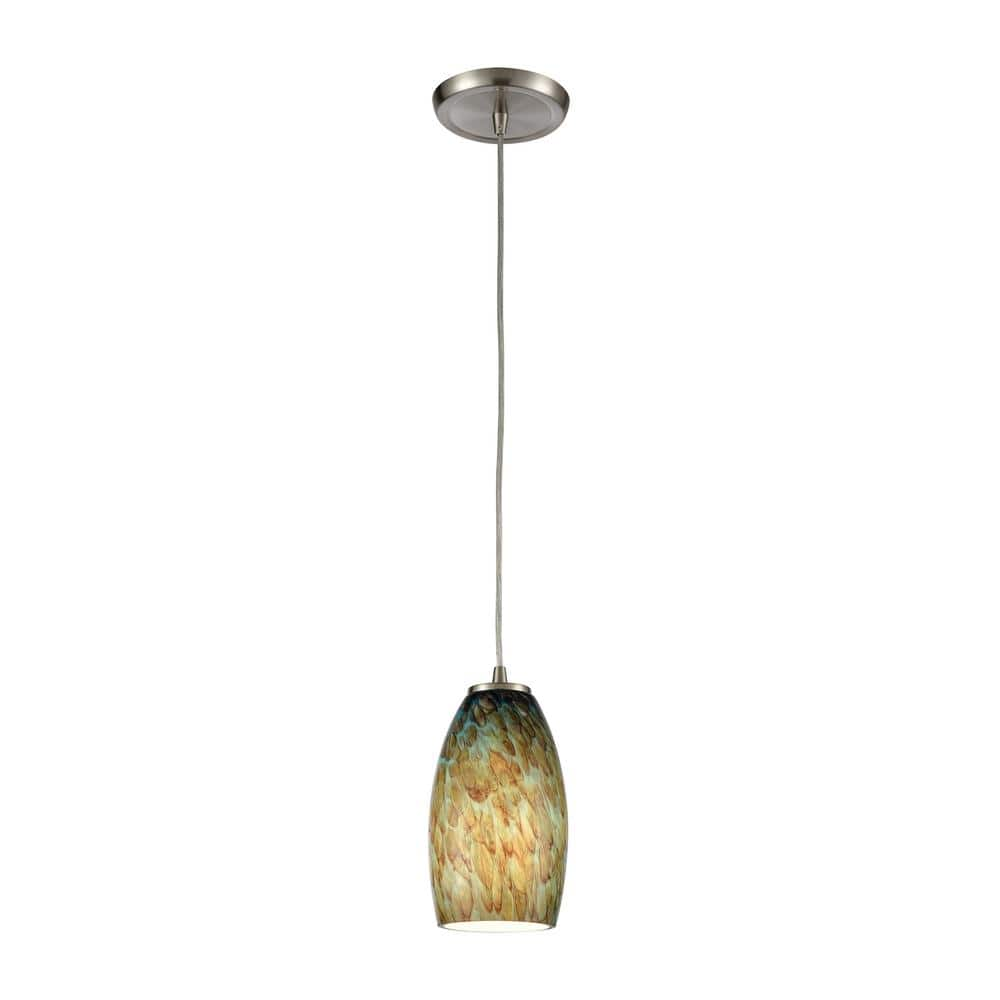 Titan Lighting Naomi 1-Light Satin Nickel Mini Pendant Light with Glass ...