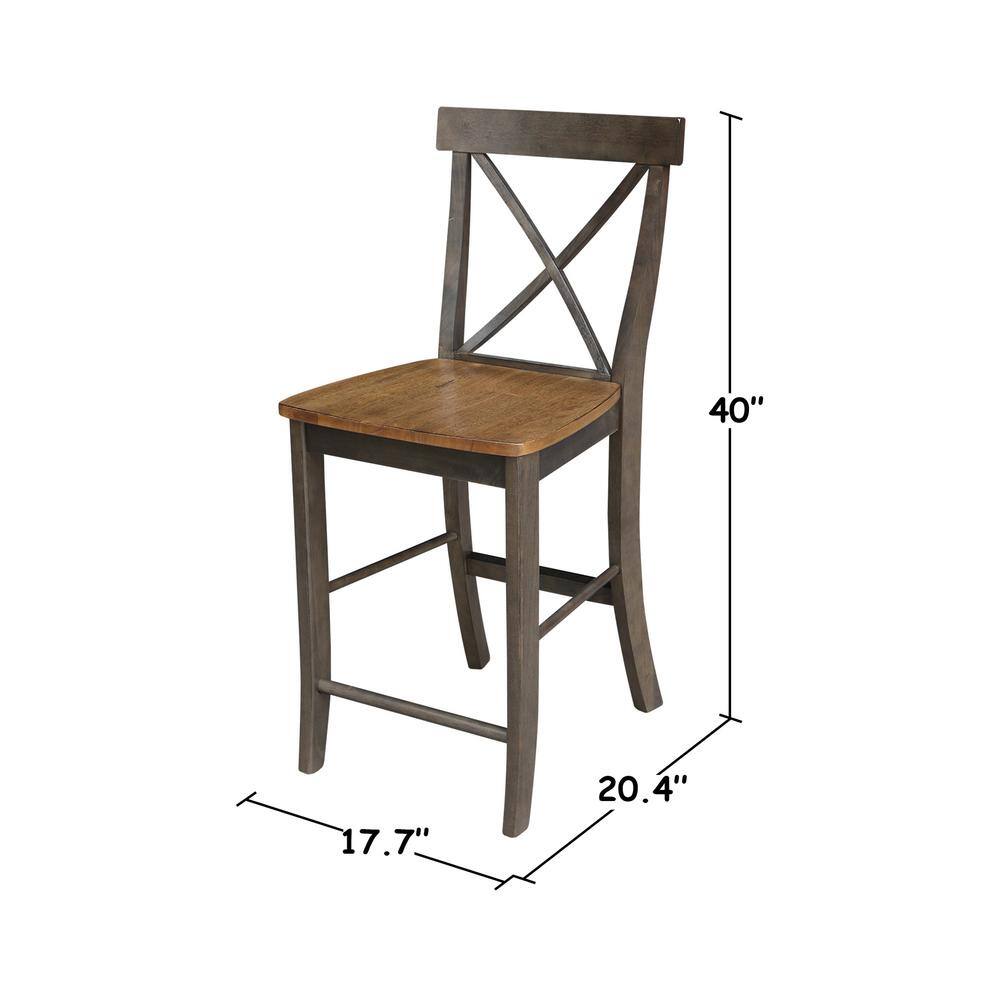 Hickory Washed Coal Solid Wood Traditional Counter Stool