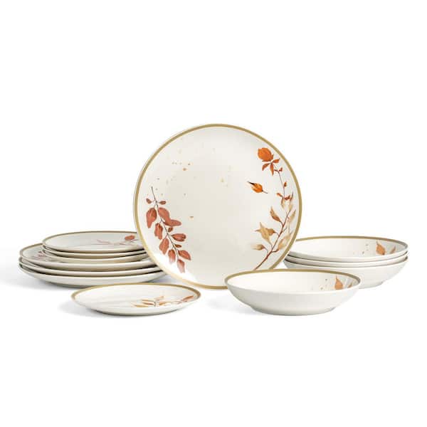 Maple 12-Piece White Porcelain Full Set (Service for 4)