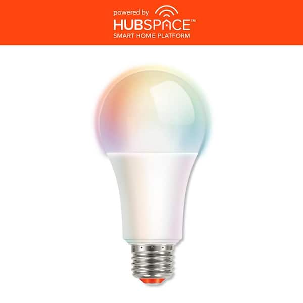150-Watt Equivalent Smart A-21 Color Changing CEC LED Light Bulb with Voice Control (1-Bulb) Powered by Hubspace