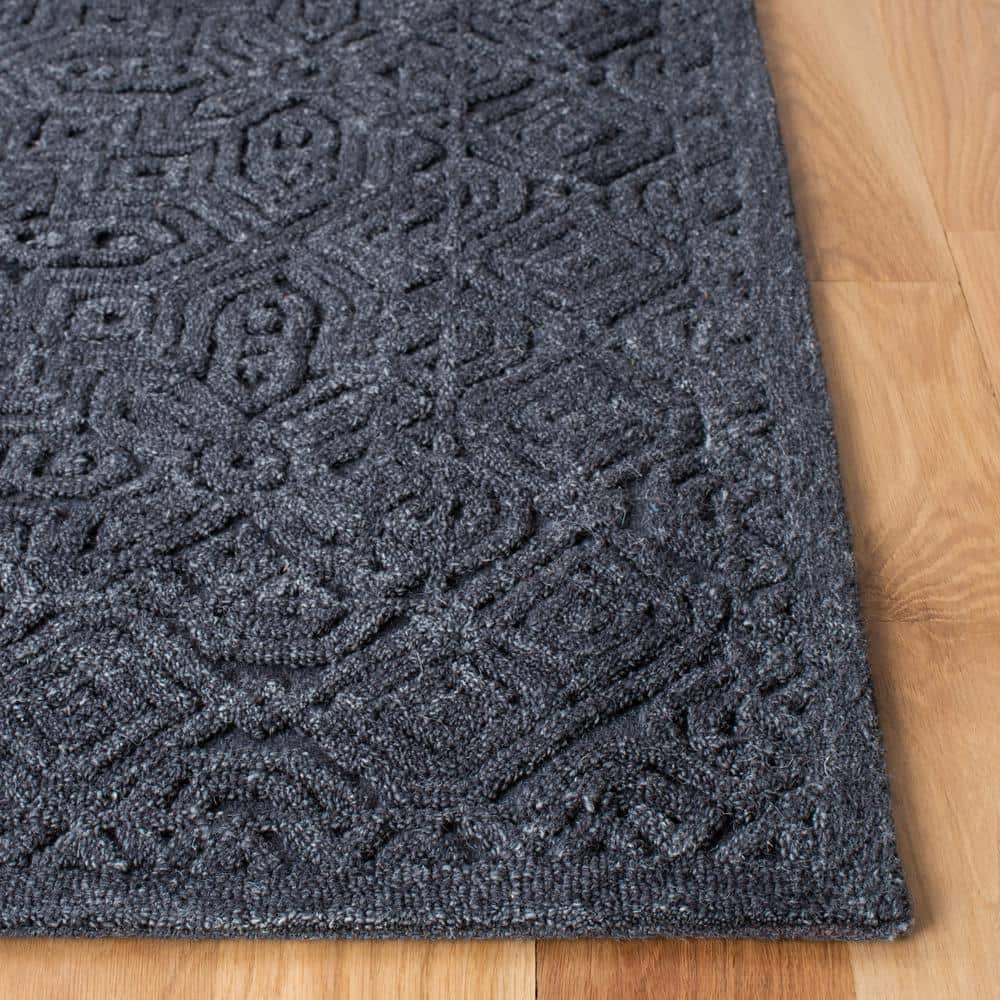 Charcoal Geometric Hand-Tufted Wool 4' x 6' Area Rug