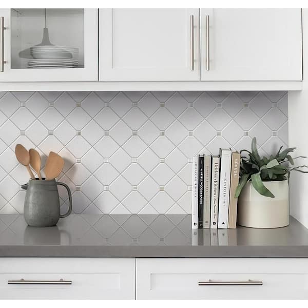 Winterland Pearl White 11.4 x 11.4 Polished Marble Mosaic Floor and Wall Tile (4.51 sq. ft./Case) (5-Pack)