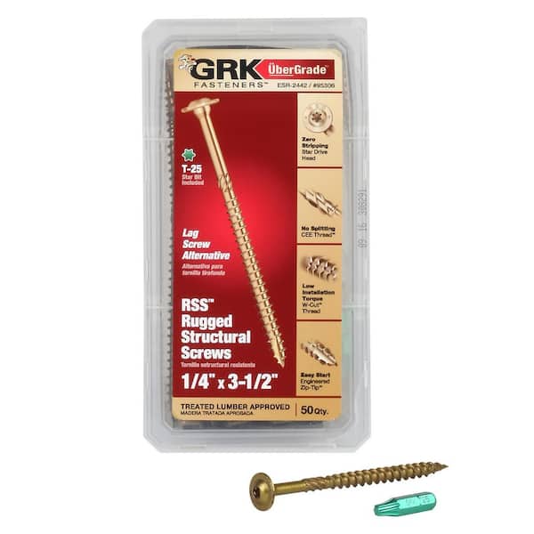 GRK Fasteners 1/4 in. x 3- 1/2 in. Star Drive Low Profile Washer Head RSS Structural Alternative Lag Wood Screw (50-Packs)