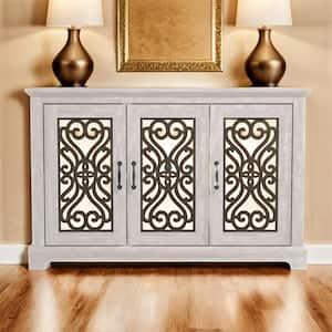 Calidia Dusty Gray Oak Wood 45.7 in. 3 Door Sideboard with Adjustable Shelves