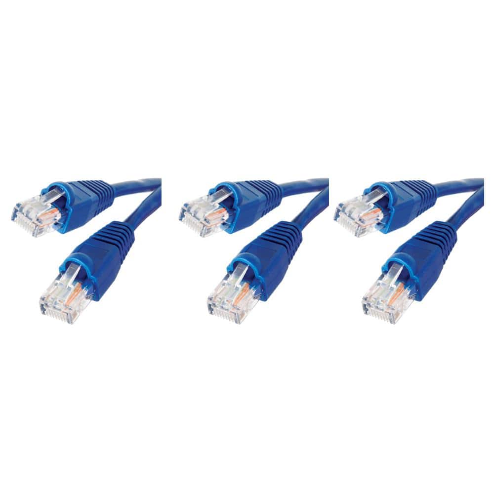 7 ft. Cat5e UTP Ethernet Cable, Blue(3-Pack)