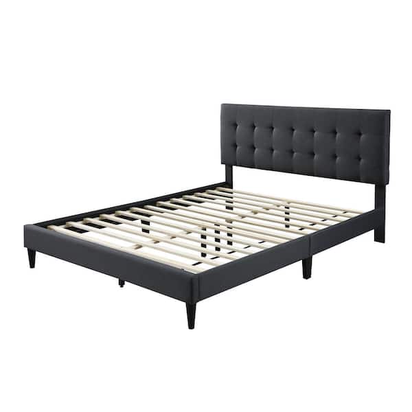 Charcoal Details about   Upholstered Platform Bed Queen Size Headboard Bed Frame Mattress 