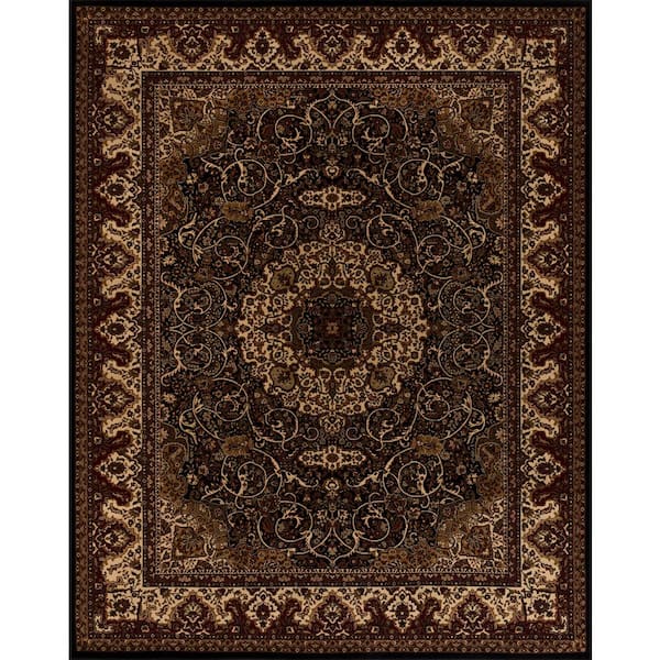 Concord Global Trading Isfahan Medallion Black 8 ft. x 10 ft. Traditional Area Rug