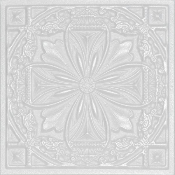 Lucas's Shield Plain White 1.6 ft. x 1.6 ft. Glue Up Foam Ceiling Tile (768 sq. ft. /Case)