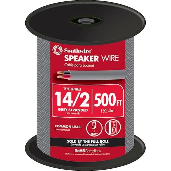 Southwire 500 ft. 14/2 Grey Stranded CU In-Wall CMR/CL3R Speaker Wire