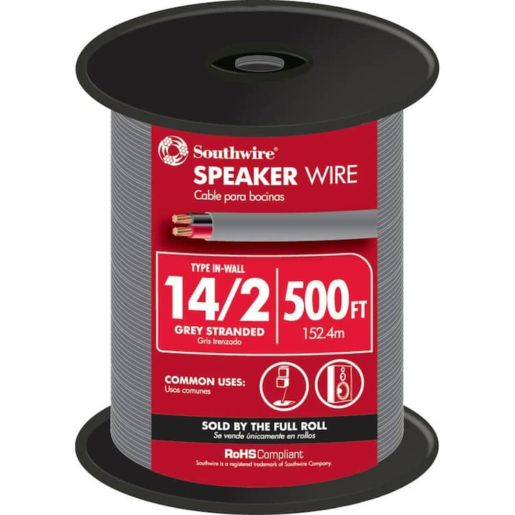 Southwire 500 ft. 14/2 Grey Stranded CU In-Wall CMR/CL3R Speaker Wire