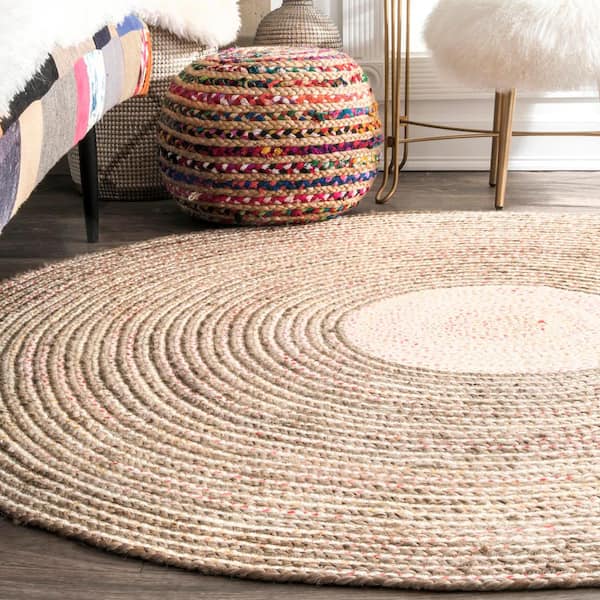 Nuloom Draya Braided Jute Multi 6 Ft, How Big Is A 6 Ft Round Rug