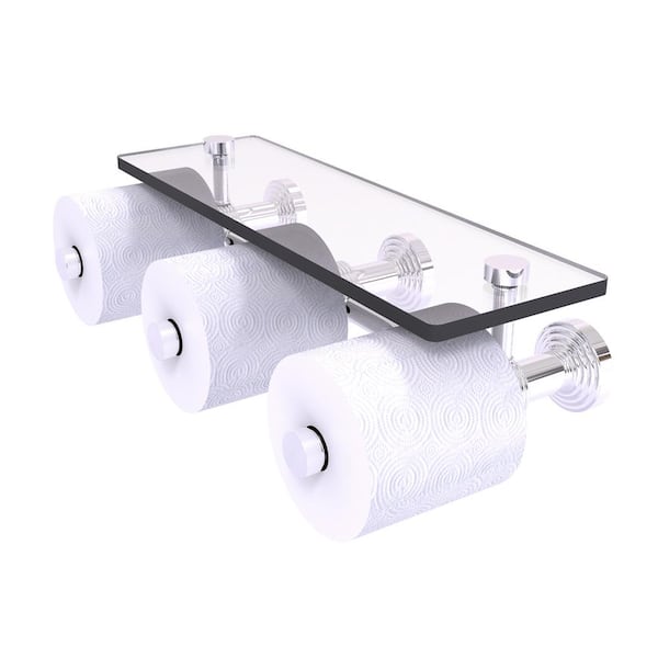 Allied Brass Waverly Place Collection Wall Mounted Toilet Paper Holder in Polished Chrome with Glass Shelf