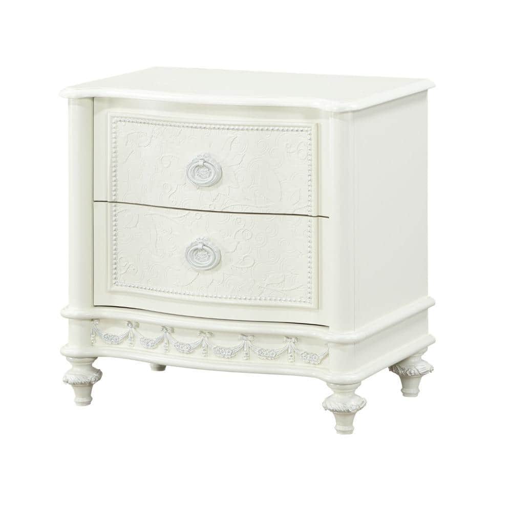 26 in. Ivory White 2-Drawers Wooden Nightstand price history on PriceWatchPro