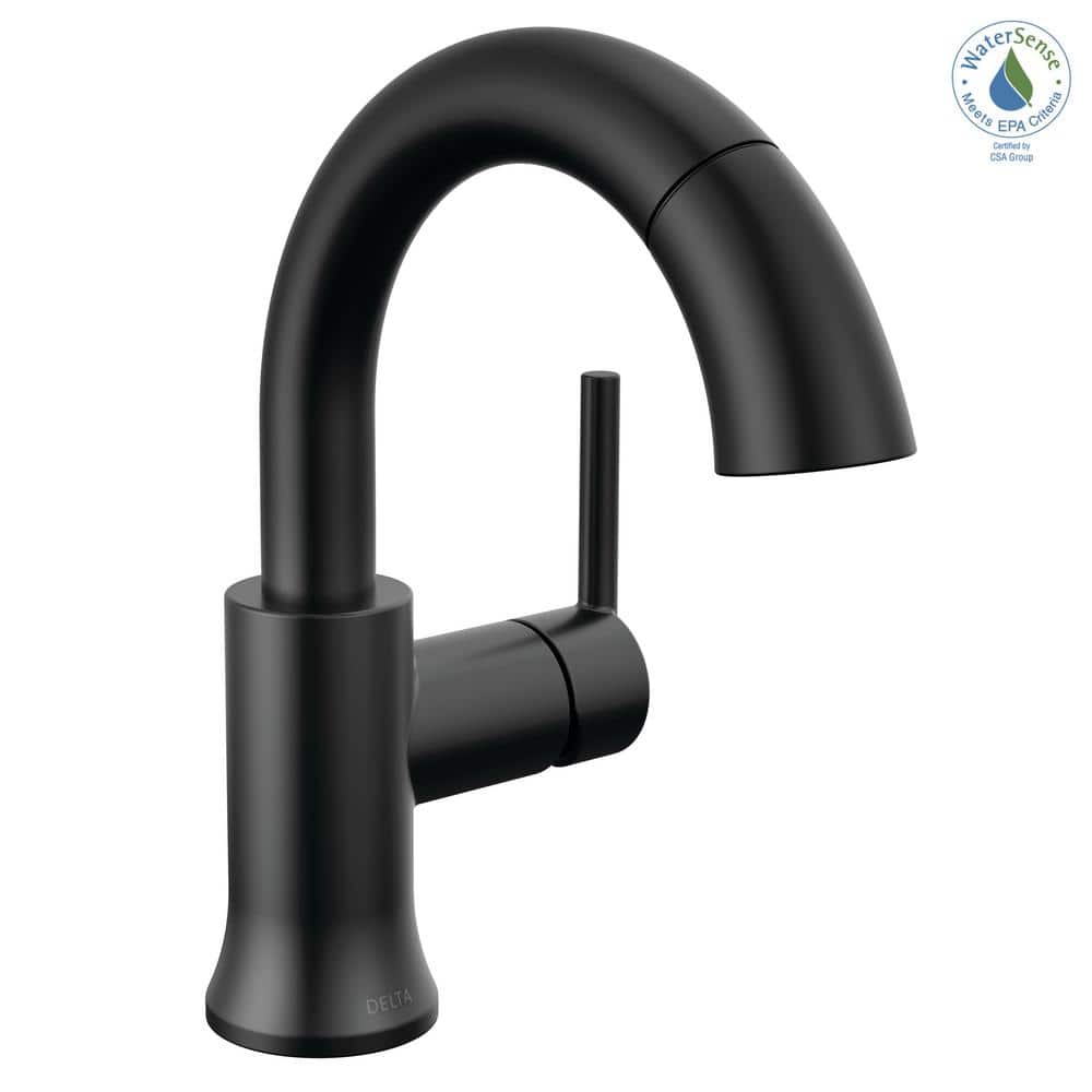 Matte Black Single Handle Pull Down Bathroom Faucet