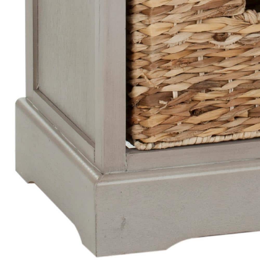 Transitional Vintage Grey Storage Unit with 6 Wicker Baskets